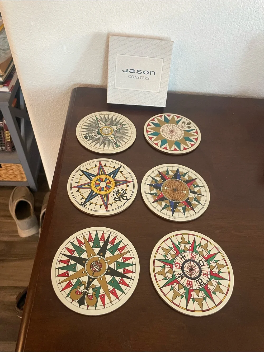 Jason Decorative Compass Wall Coasters - Red, Green, Gold